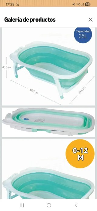 Bañera Plegable Bebé 35L 0-12 Meses