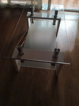 Mesa de centro cristal y madera