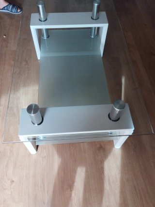 Mesa de centro cristal y madera