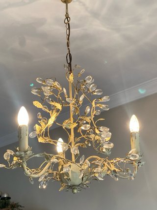 Lámpara Araña Clásica Dorada 3 Luces Cristal
