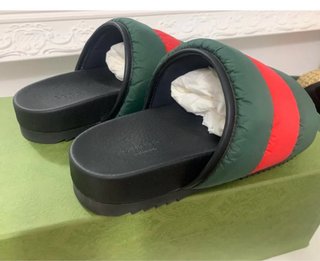 Chanclas Gucci Goma Verde y Rojo