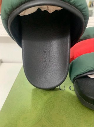 Chanclas Gucci Goma Verde y Rojo