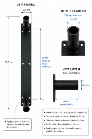 Soporte metálico para estante flotante