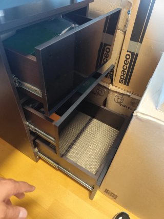 Mesa despacho cristal templado y cajonera