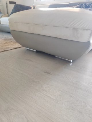 Sofá Seccional Cuero Blanco y Gris