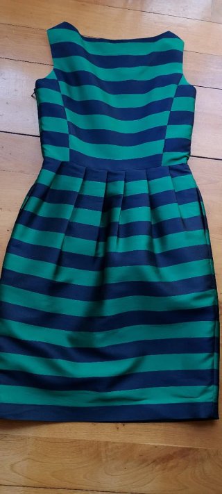 Vestido Carolina Herrera Rayas Azul/Verde