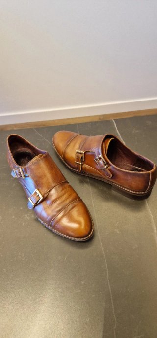 Zapatos de vestir doble hebilla marrones