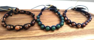 3 Bracciali Shamballa Pietre Marroni Verdi