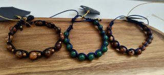 3 Bracciali Shamballa Pietre Marroni Verdi