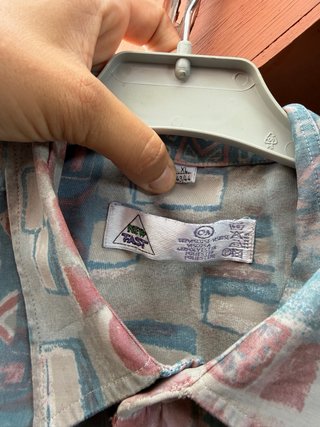 Camisa Vintage Estampada Azul y Rosa