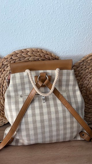 Bolso Mochila Paco Martinez cuadros y cuero