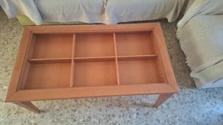 Mesa centro madera y cristal elevable