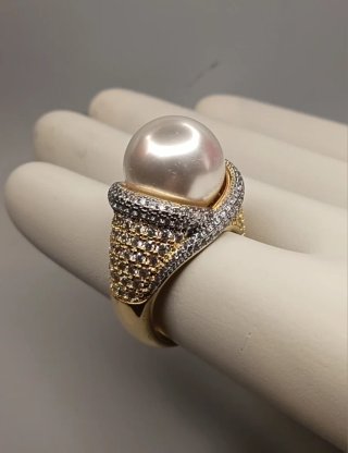 Anillo Emperatriz Acero Inox aleado y Perla Grande