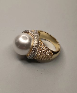 Anillo Emperatriz Acero Inox aleado y Perla Grande