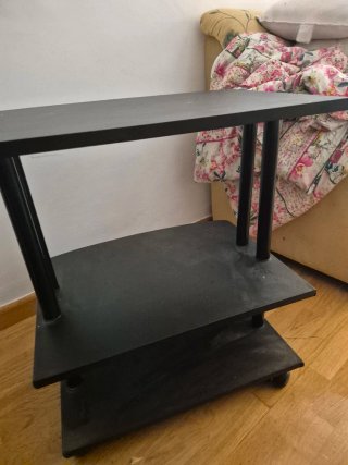 Mesa auxiliar negra 2 estantes