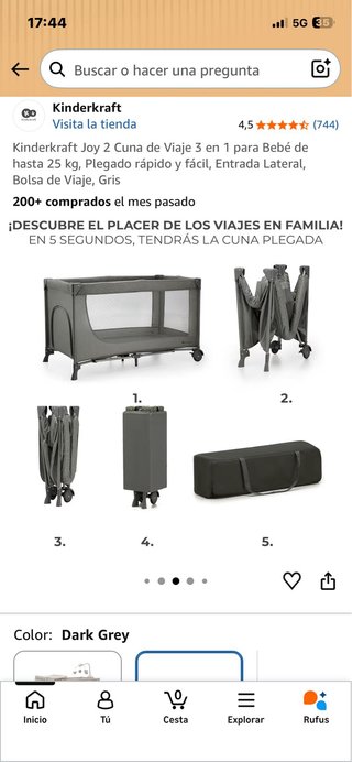 Cuna de Viaje Kinderkraft Joy 2 Gris