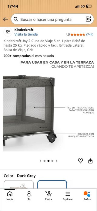 Cuna de Viaje Kinderkraft Joy 2 Gris