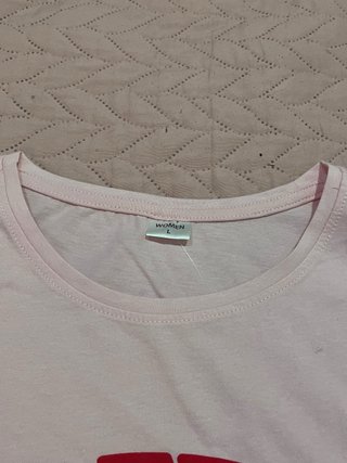 Camiseta manga corta rosa roja estampada Pepco L