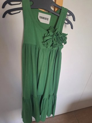 Vestito bambina verde con fiore