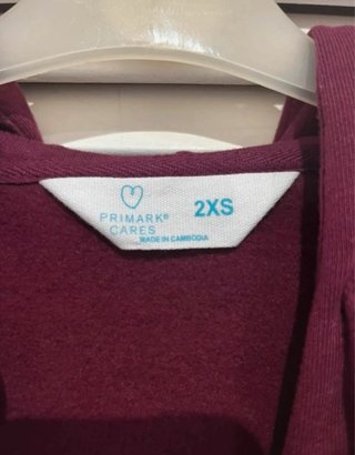 Chaqueta chandal con capucha burdeos Primark 2xs