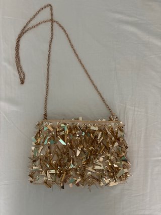 Bolso de fiesta flecos dorado