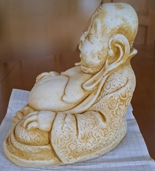 Statua Buddha felice Budai pietra/cemento 8 kg