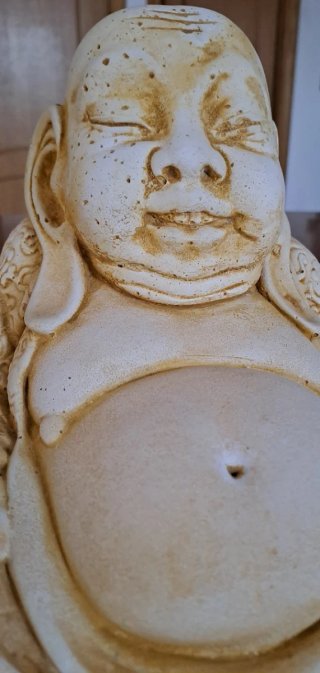 Statua Buddha felice Budai pietra/cemento 8 kg