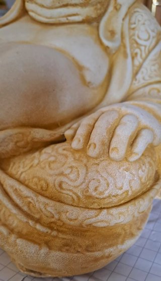 Statua Buddha felice Budai pietra/cemento 8 kg