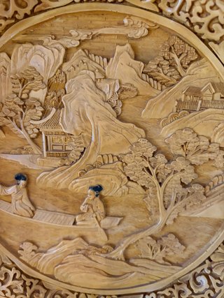 Lote Decorativo Oriental Imitación Marfil