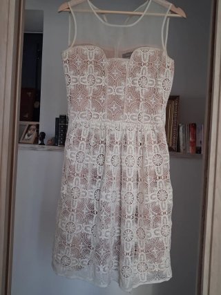 Vestido encaje Tintoretto blanco y rosa