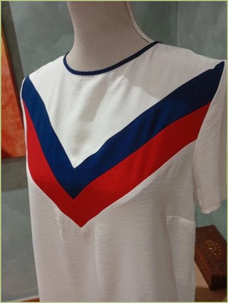 Blusa bianca Stradivarius con strisce marinaio S