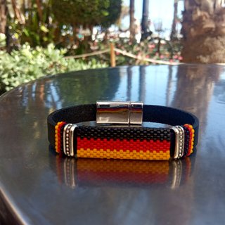 Pulsera Bandera de Alemania - Cuero y cuentas