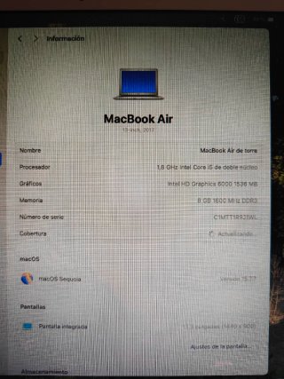 MacBook Air A1466 2017 Plata