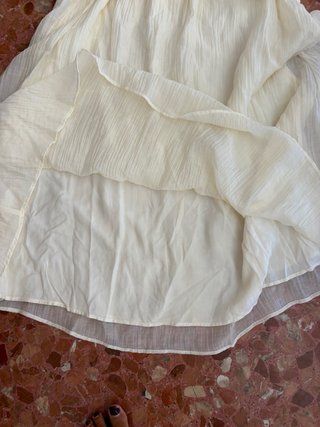 Falda Zara Crochet Seda Cruda Talla L