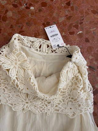 Falda Zara Crochet Seda Cruda Talla L