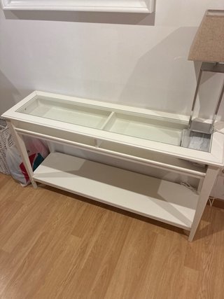 Consola IKEA madera blanca con cristal