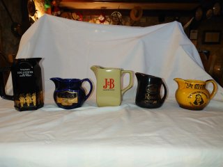 Jarras de cerámica whisky J&B, Rives, Seagrant's,