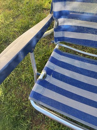 Silla de Playa Plegable Rayas Azul/Gris