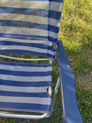 Silla de Playa Plegable Rayas Azul/Gris