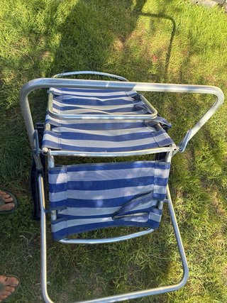 Silla de Playa Plegable Rayas Azul/Gris