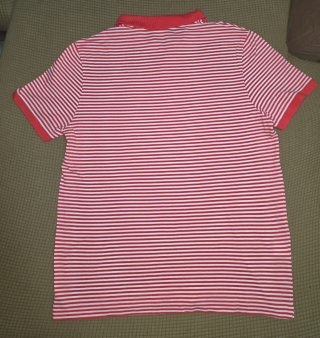 Polo Lacoste Rayas Naranja y Blancas