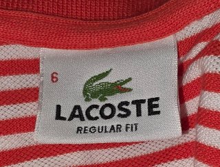 Polo Lacoste Rayas Naranja y Blancas