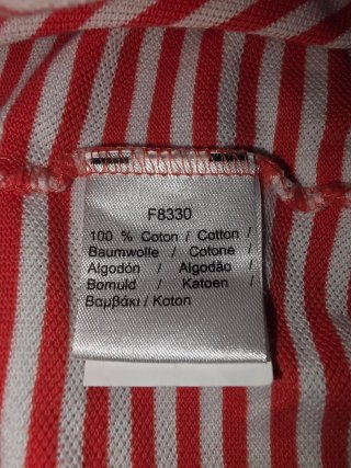 Polo Lacoste Rayas Naranja y Blancas