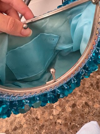 Bolso fiesta lentejuelas azul y plateado