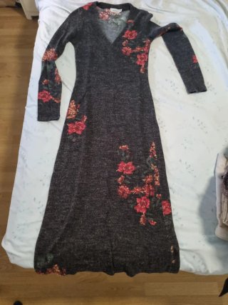 Vestido largo estampado floral Blanco Talla P