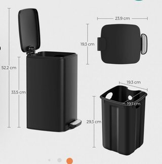 Cubo Basura SONGMICS 8L Negro Pedal
