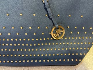 Bolso Michael Kors Tachuelas Azul Dorado