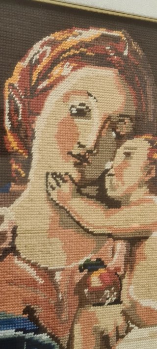 Quadro Madonna con Bambino Mezzopunto bronzo