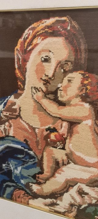 Quadro Madonna con Bambino Mezzopunto bronzo