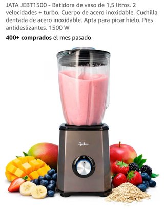 Batidora Jata Vaso Inox 1300W